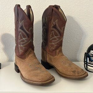 EUC Old West Boots Youth Brown Zipper Short Western Boys Size 3.5 D BSY1912